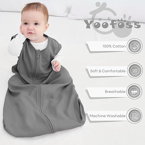 Miniatura 2 de Yoofoss Saco de dormir para bebé de 6 a 12 meses, 100% algodón con cremallera de 2 vías, TOG 0.5, saco de dormir para niños pequeños, cómodos,