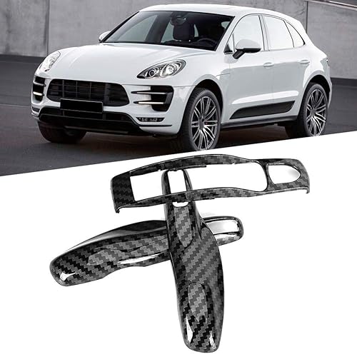 Miniatura 5 de Aramox Cubierta de llave remota, 3 unidsset ABS fibra de carbono llave de coche cubierta ajuste para Caimán, ajuste de llavero