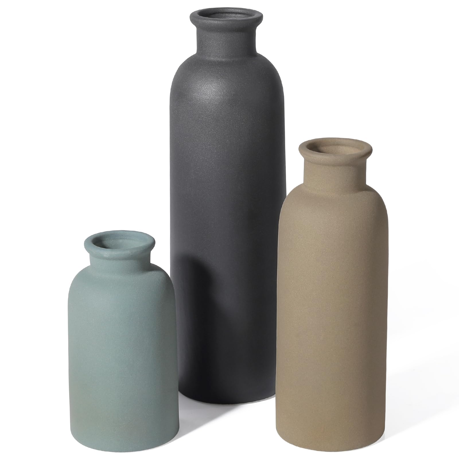 Boho Modern Ceramic Vase Set - 3 Pieces
