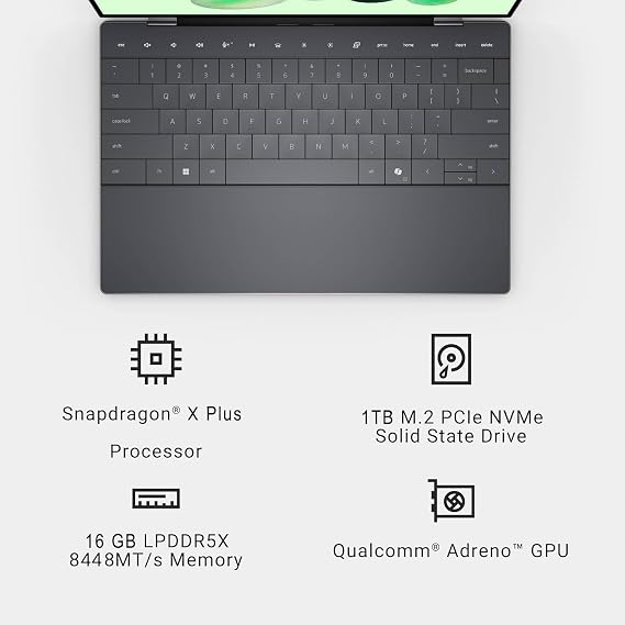 Dell XPS 13 9345 Laptop, Copilot+ AI PC (13.4 FHD+ 120Hz, Snapdragon X Plus (> Intel i7-1355U), 16GB 8448MT/s RAM, 1TB SSD), Thin & Light, 27 Hours Battery Life, IR Webcam, Wi-Fi 7, Win 11 Pro