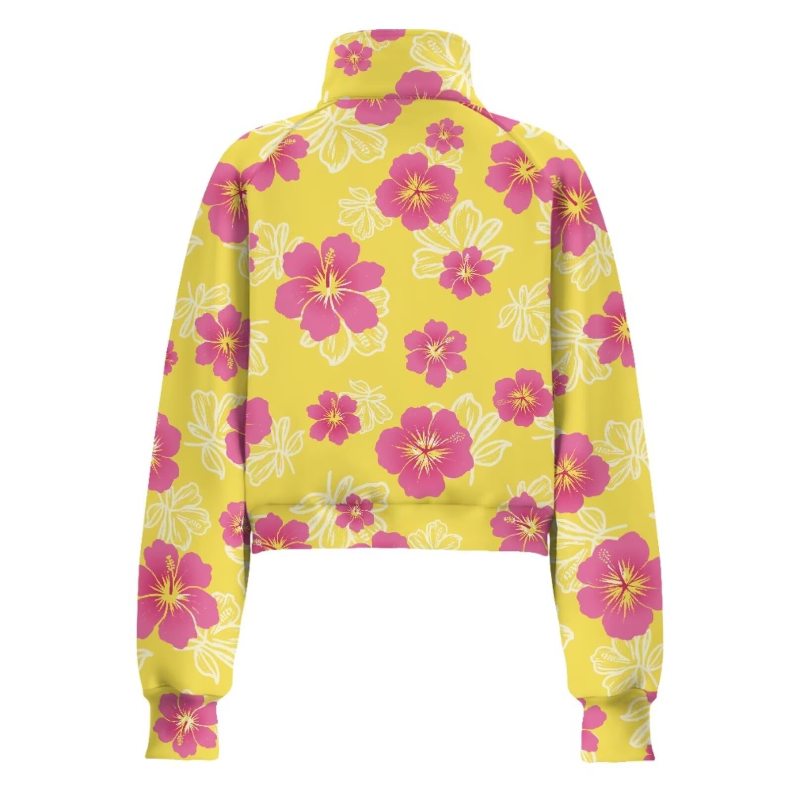 Poceacles Sweter z zamkiem błyskawicznym dla kobiet przycięta bluza z kieszenią na kciuk długi rękaw krótki top do biura