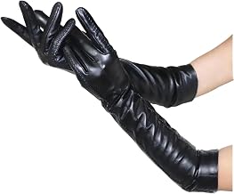 Women's Genuine Sheepskin Long Leather Gloves Elbow Length Warm Flannel Lining Autumn Winter Mittens