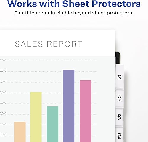Miniatura 2 de Avery Separadores de carpetas de plástico de 8 pestañas con bolsillos, pestañas grandes transparentes insertables, diseños surtidos, 1 juego (7709)