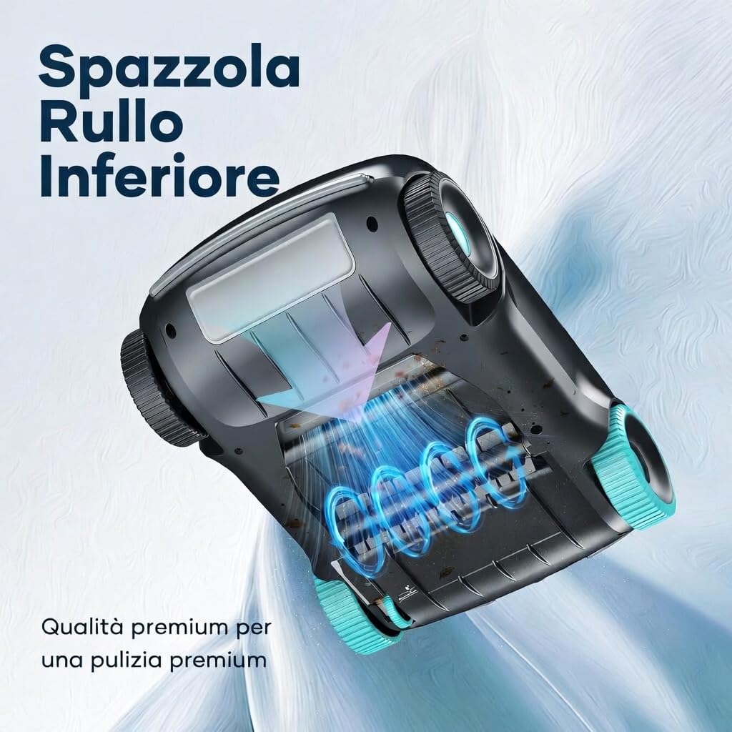 AIPER Scuba E1 Robot piscina senza fili, Sistema trimotore, Doppia filtrazione, Attivazione con un clic, Parcheggio automatico, Adatto a piscine fino a 100mq (Nero)