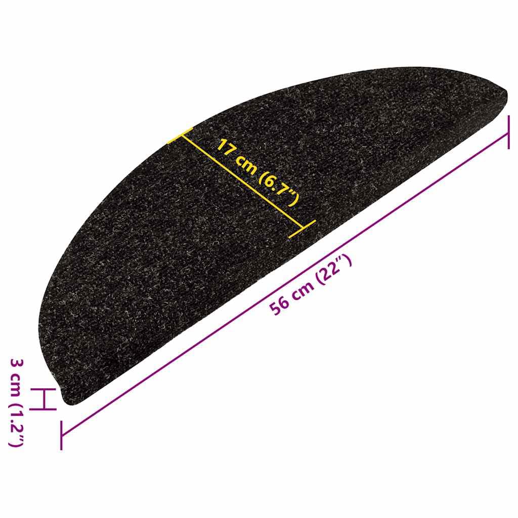 vidaXL Tappeti Autoadesivi per Scale 15 pz 56x17x3 cm Antracite