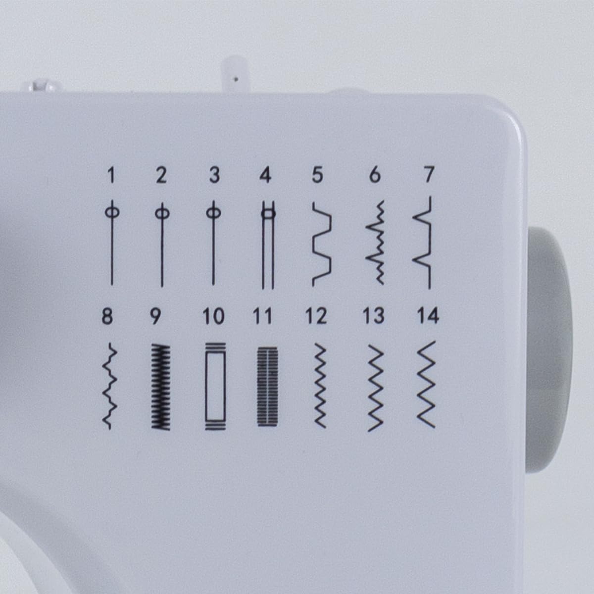 PRIXTON Machine à Coudre P115 avec 14 Points de Couture, 2 Vitesses, Tiroir à accessoires, Lampe et Pédale incluses