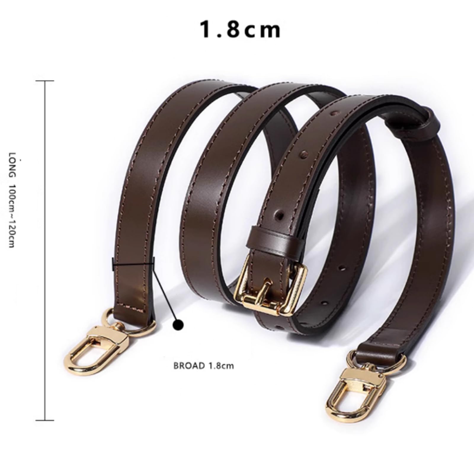 Cinghia di ricambio in pelle per borsa, cinghie regolabili con regolatore per borsa, lunghezza 102-120 cm (marrone, larghezza 1,5 cm)