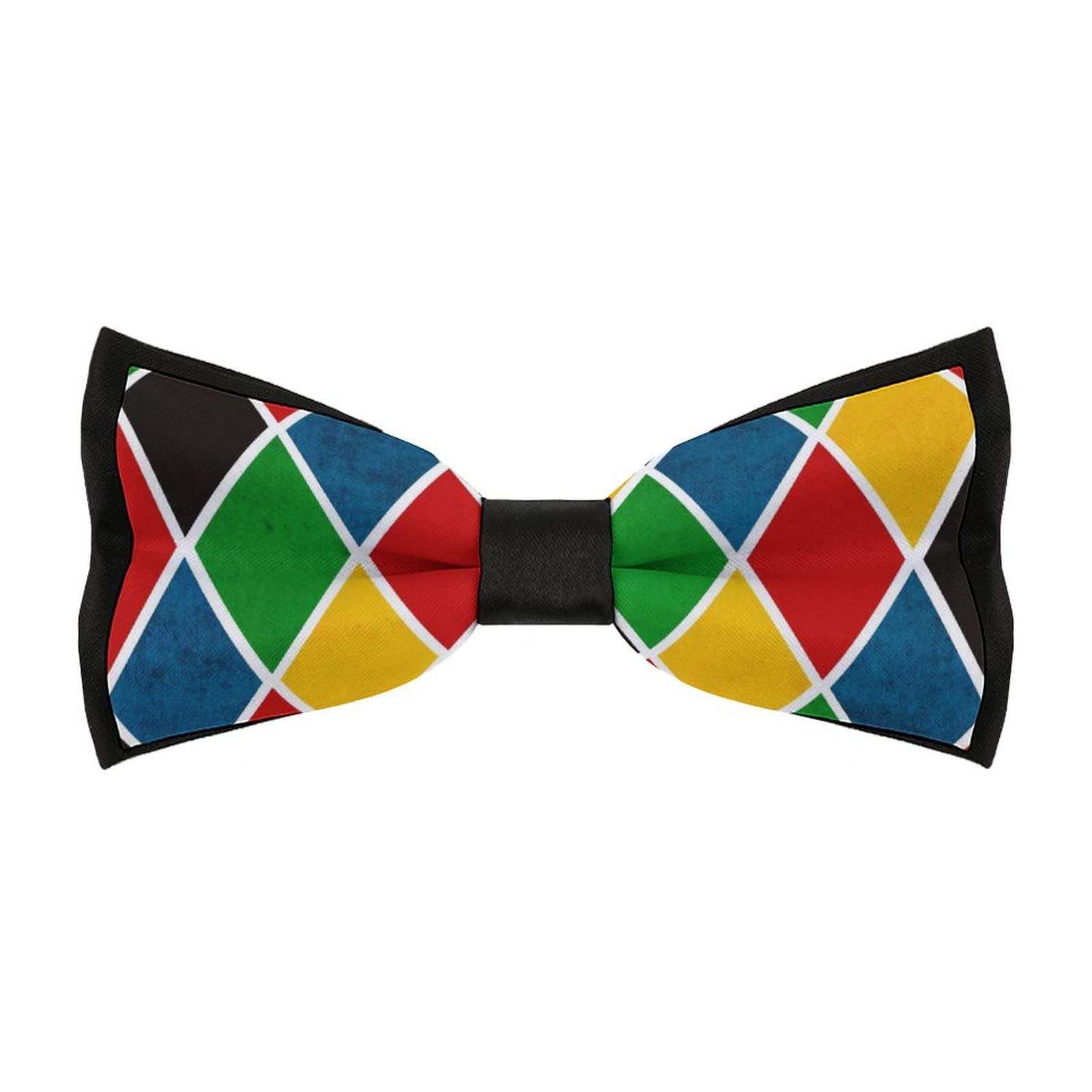 Baikutouan Men's Style Harlequin Rhombuses Pre-Tied Bowties Adjustable Bow Tie Funny Necktie For Wedding Party