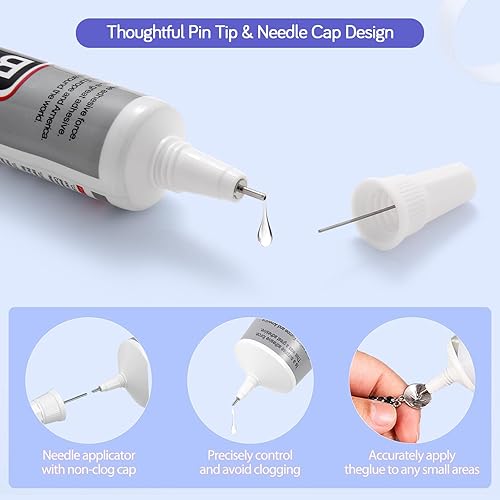 Miniatura 3 de 3 piezas de pegamento de joyería B7000 para fabricación de joyas, pegamento transparente de 0.5 fl oz, pegamento transparente para manualidades,