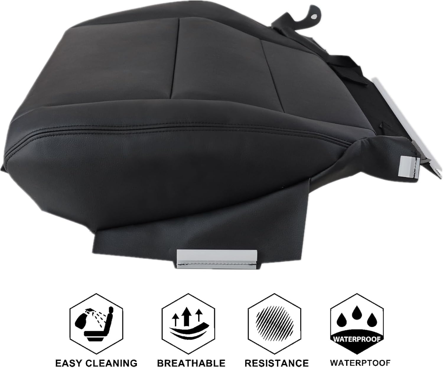 NLQR Front Driver and Passenger Side Bottom & Top Replacement Seat Covers Black Microfiber Leather Compatible with Honda Accord 2008-2012