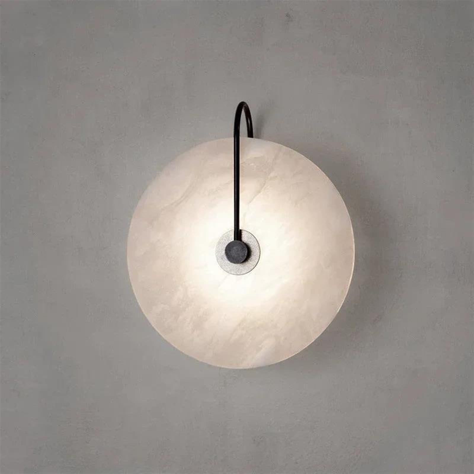 VDOQTLJT Wall Light Nordic Simple Marble Moon Sconces Fixture Indoor Lighting Home Bedroom Decor Modern Hotel Bedside Lamp Battery Lights(A Warm Light,25cm)