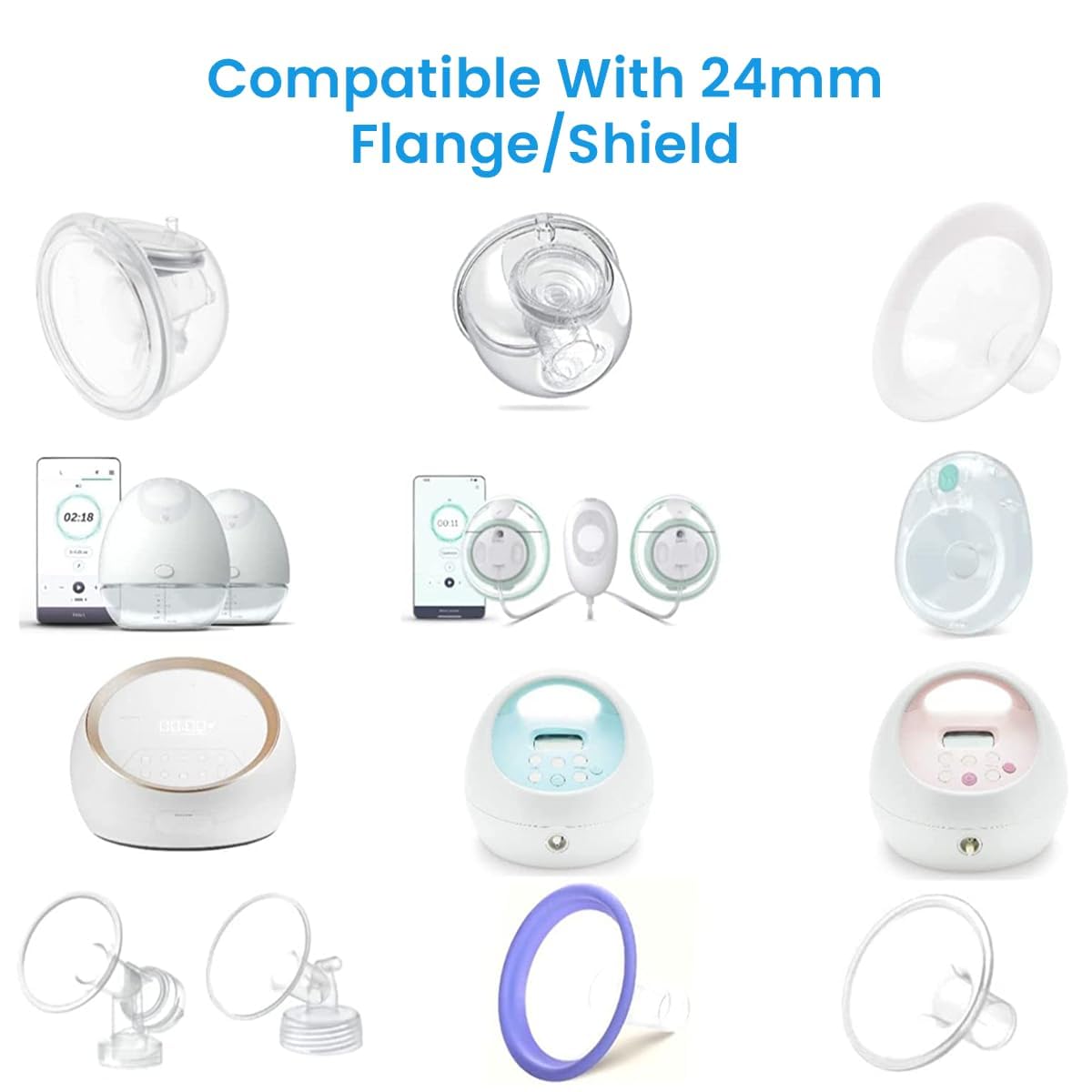7 pcs Breast Pump Accessories for Breast Pump, Flange Inserts Suit for Medela, 24mm Shields/Flanges, Breast Shields, Shaped Around You for Comfortable and Efficient Pumping - Image 4 thumbnail