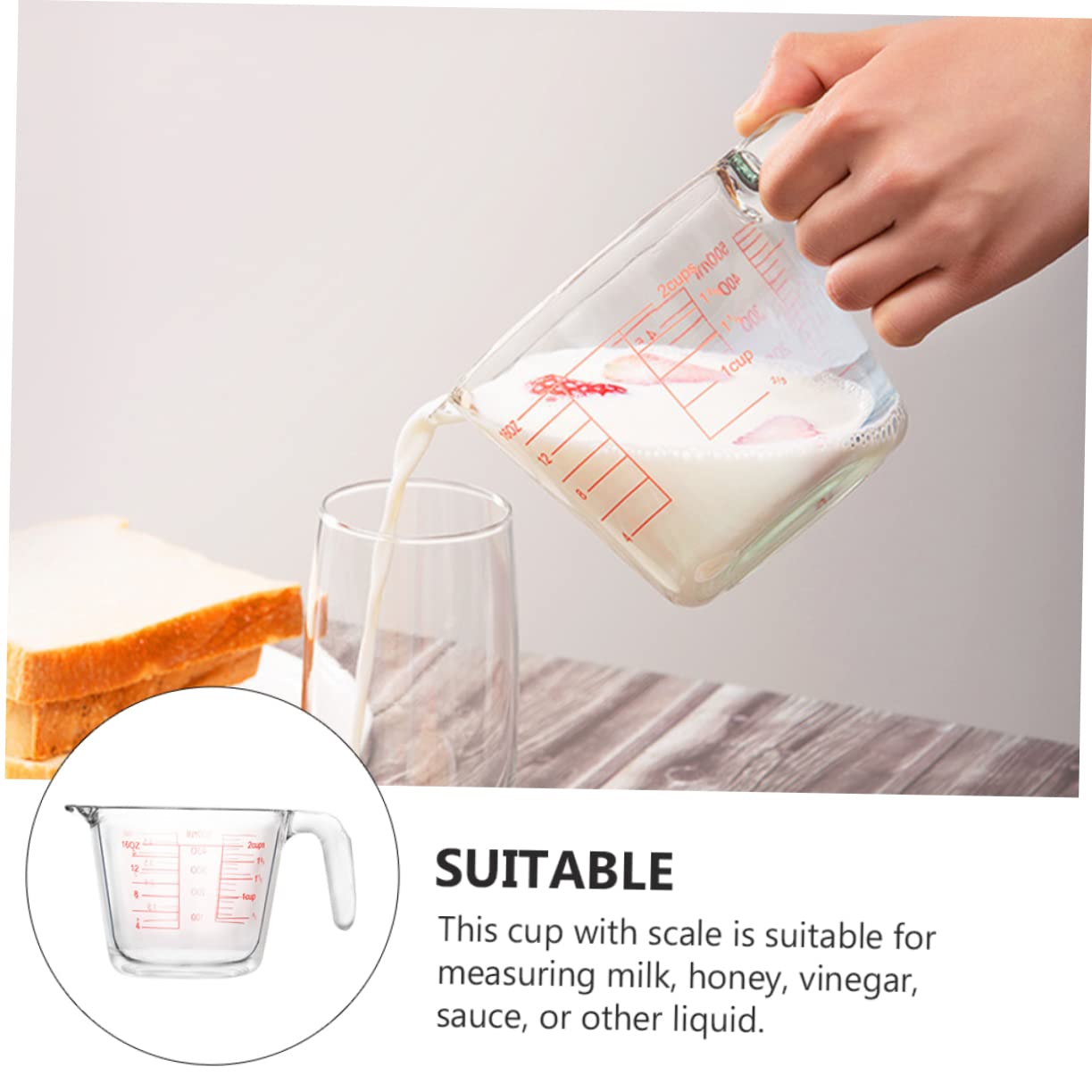 Misurino Cucina in Vetro Scala 500ml per Liquidi e Salse