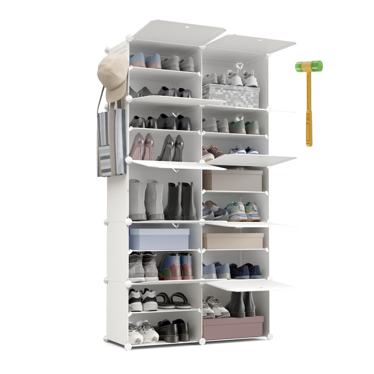 Newlux - Zapatero 10 Compartimentos Cube C10 40 pares (83x32x155cm). Organizador zapatos 30x40x30cm cada Cubo. Zapatero Entrada Recibidor Modular 50kg Capacidad. Estantería Plástico Modular Blanca