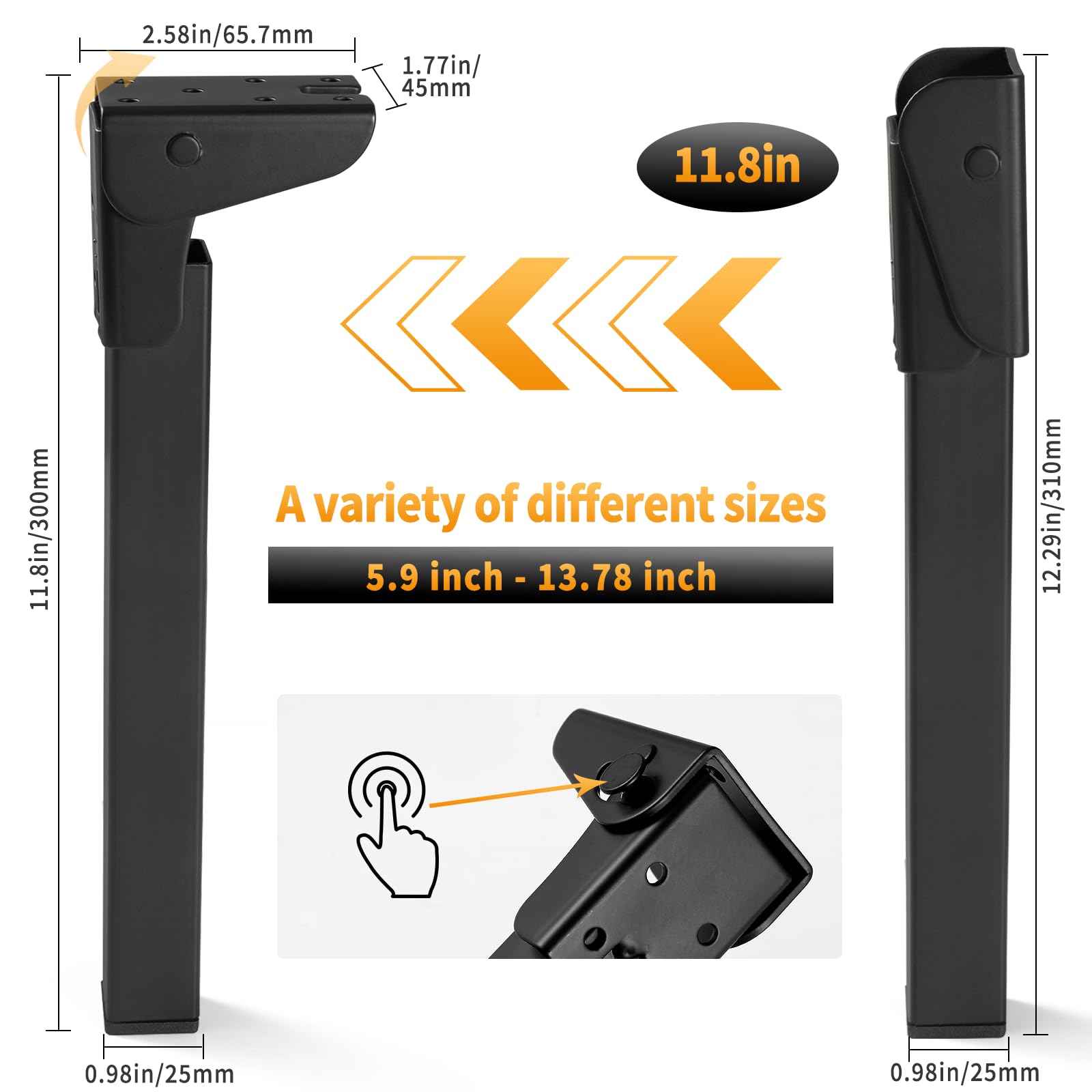 4 Stück selbstsichernde Klapptischbeine, 15,2 cm, 20,3 cm, 25,4 cm, 30,5 cm, faltbare Tischbeine für Campingtische, Möbel, DIY (30 cm)