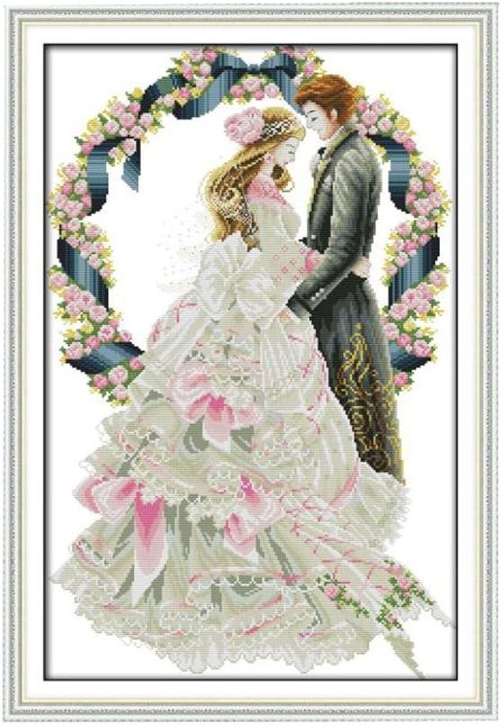 Wedding Stamped Cross Stitch Kits Bride and Groom Acurate Pre-Printed Counted Cross Stitch Wedding Gift - Romantic Wedding