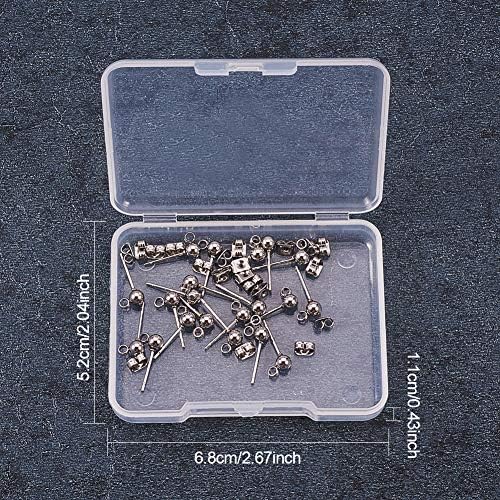 PandaHall Elite 20pcs 15x6x4mm 304 Stainless Steel Ear Stud Components and 304 Stainless Steel Ear Nuts Earrings Backs for DIY Earring Making