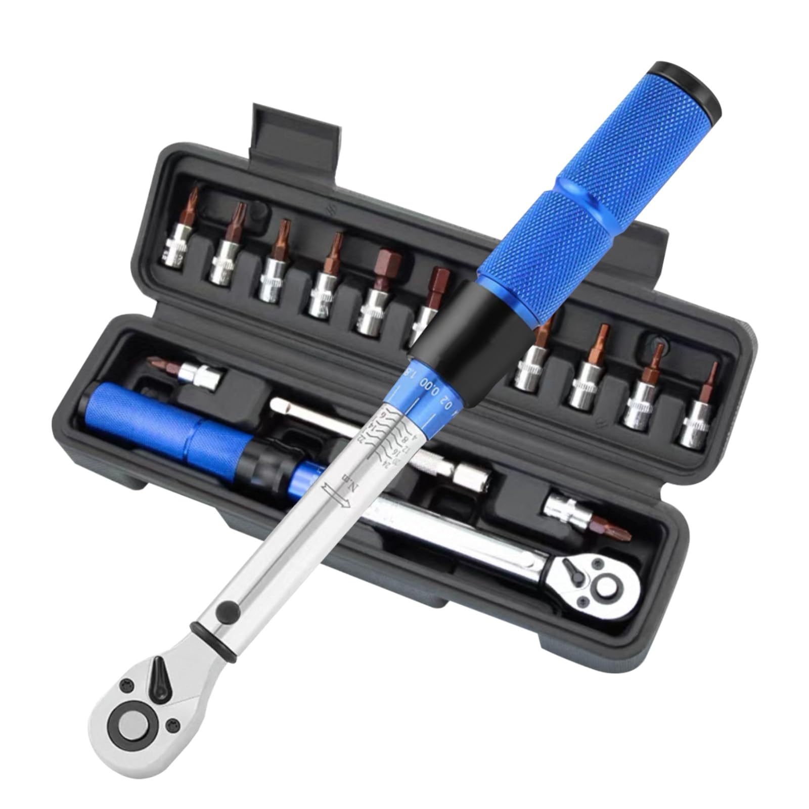 15 Pcs Llave Dinamometrica, 1/4'' Torque Wrench, Llave Torque, Chave Dinamométrica con Extensión, Adaptador Bits con Almacenamiento para Reparación Mantenimiento Bicicleta, Moto, Coche
