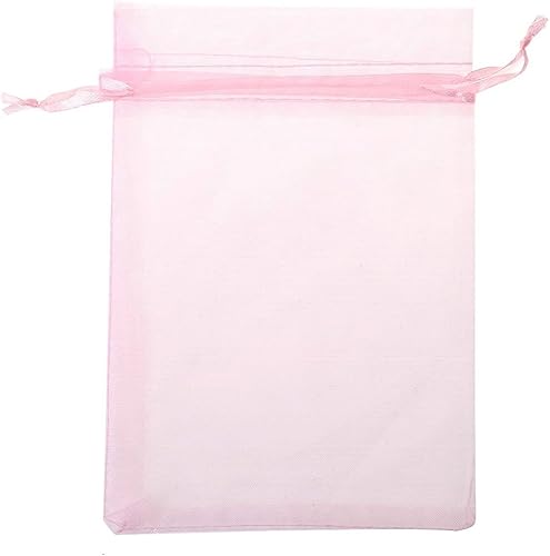 Miniatura 5 de Wudygirl 100 bolsas de organza rosa transparente de 5 x 7 pulgadas con cordón para joyería, bolsas para lápiz labial, baby shower, fiesta, boda,