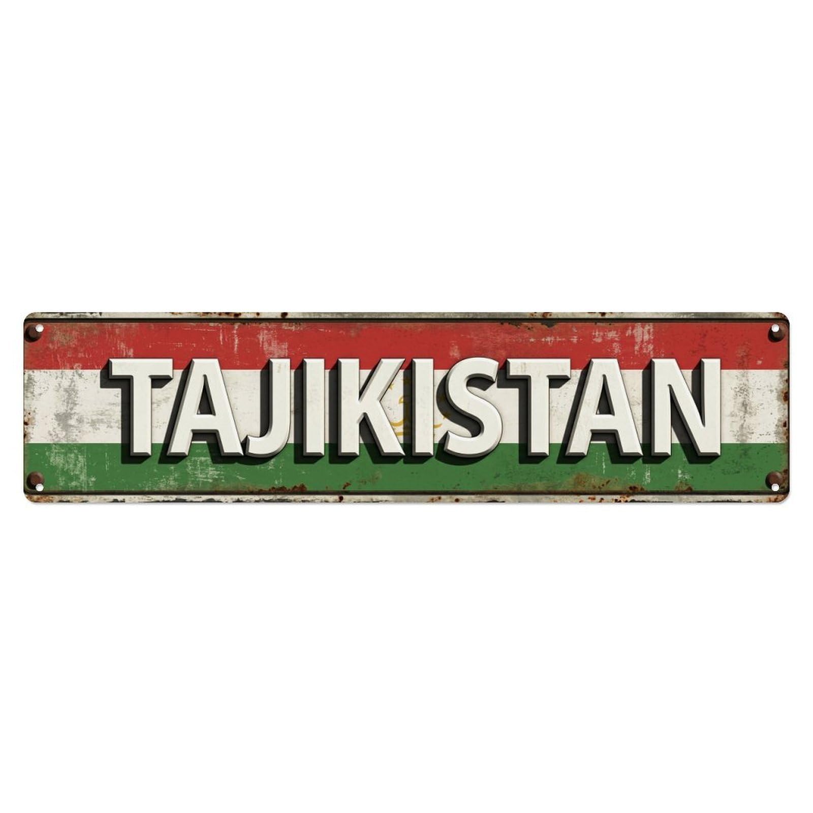 Vintage Tajikistan Flag Pattern Metal Tin Sign