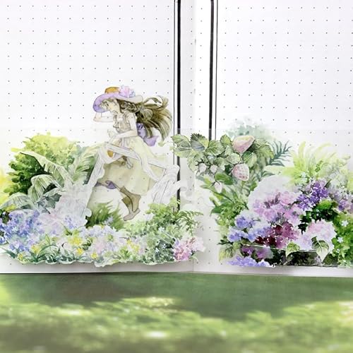 OpYcos マスキングテープ 風景 pet テープ コラージュ カラフル 仙野小径 琉璃 手帳 かわいい シール インテリア 飾り 手帳テープ 幅約10m グリーン