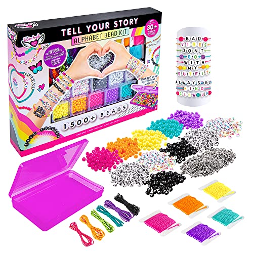 Fashion Angels DIY Alphabet Bead Bracelet Making Kit With Case (12381), 1500+ Colorful Charms And Beads, Screen-Free/Arts And Craft/ Jewelry Making, Recommended For Ages 8 And Up (Box Cover May Vary)