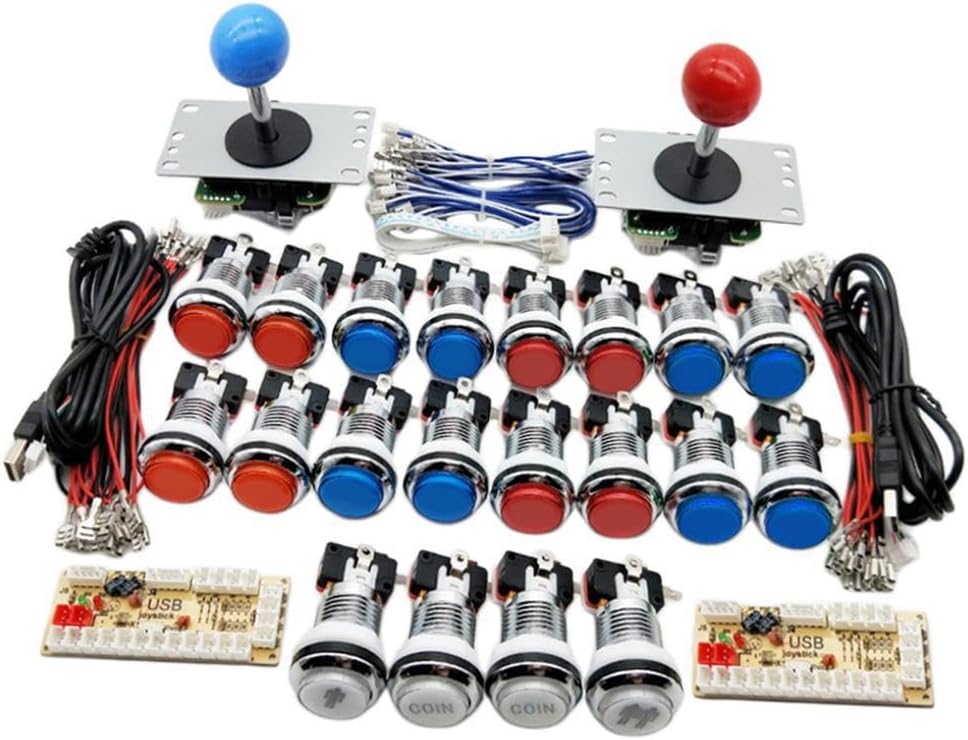 BOKIOESDE 2人用アーケードゲーム DIY USB ジョイスティックとボタンキット Win10/8/7/Vista/XP ゼ
