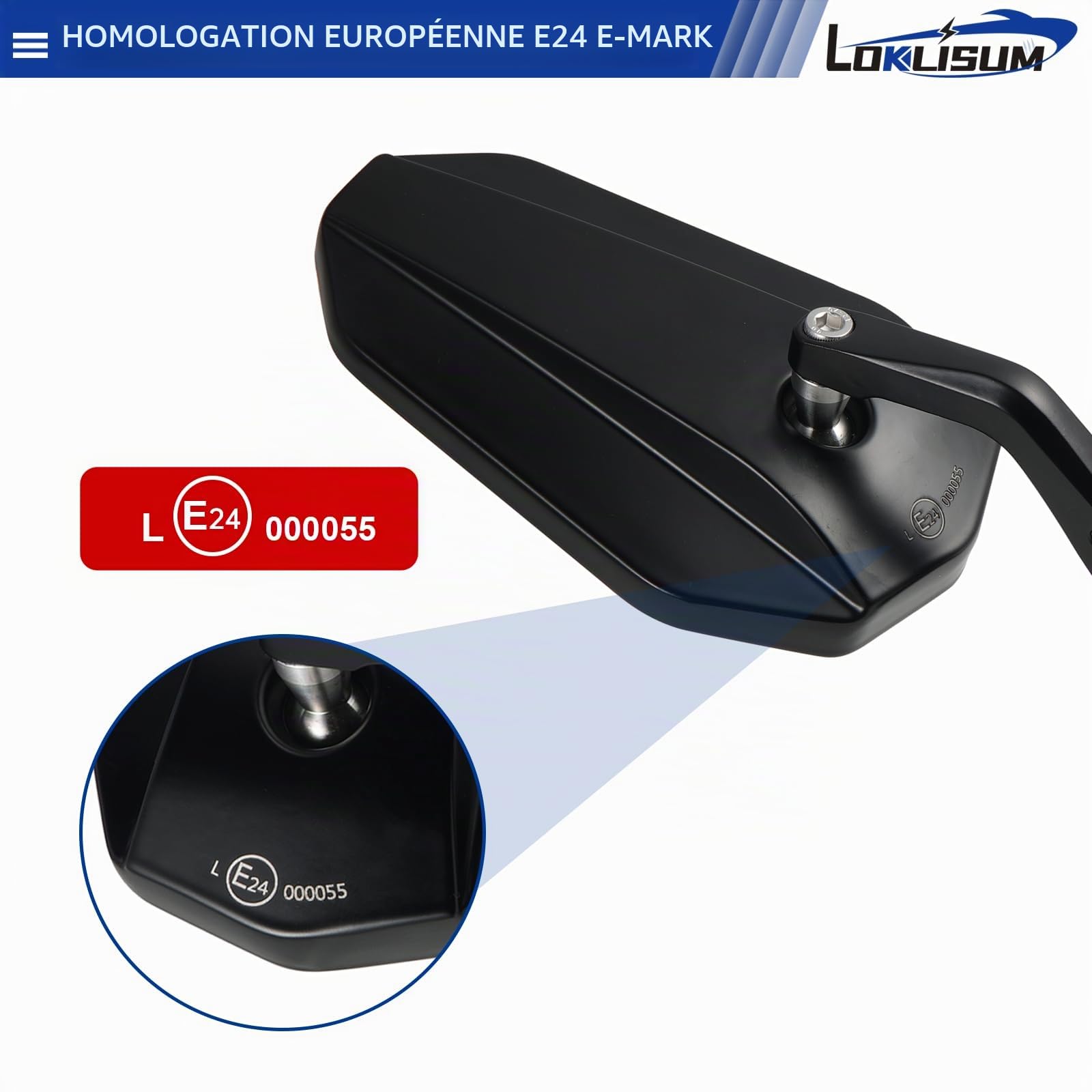 Rétroviseurs de Guidon de Moto avec Homologué E, 7/8" 22mm Aluminium Rétroviseurs Latéral Universels Compatible avec Scooter Roller Quad ATV MT07 MT09 Z800 Z1000