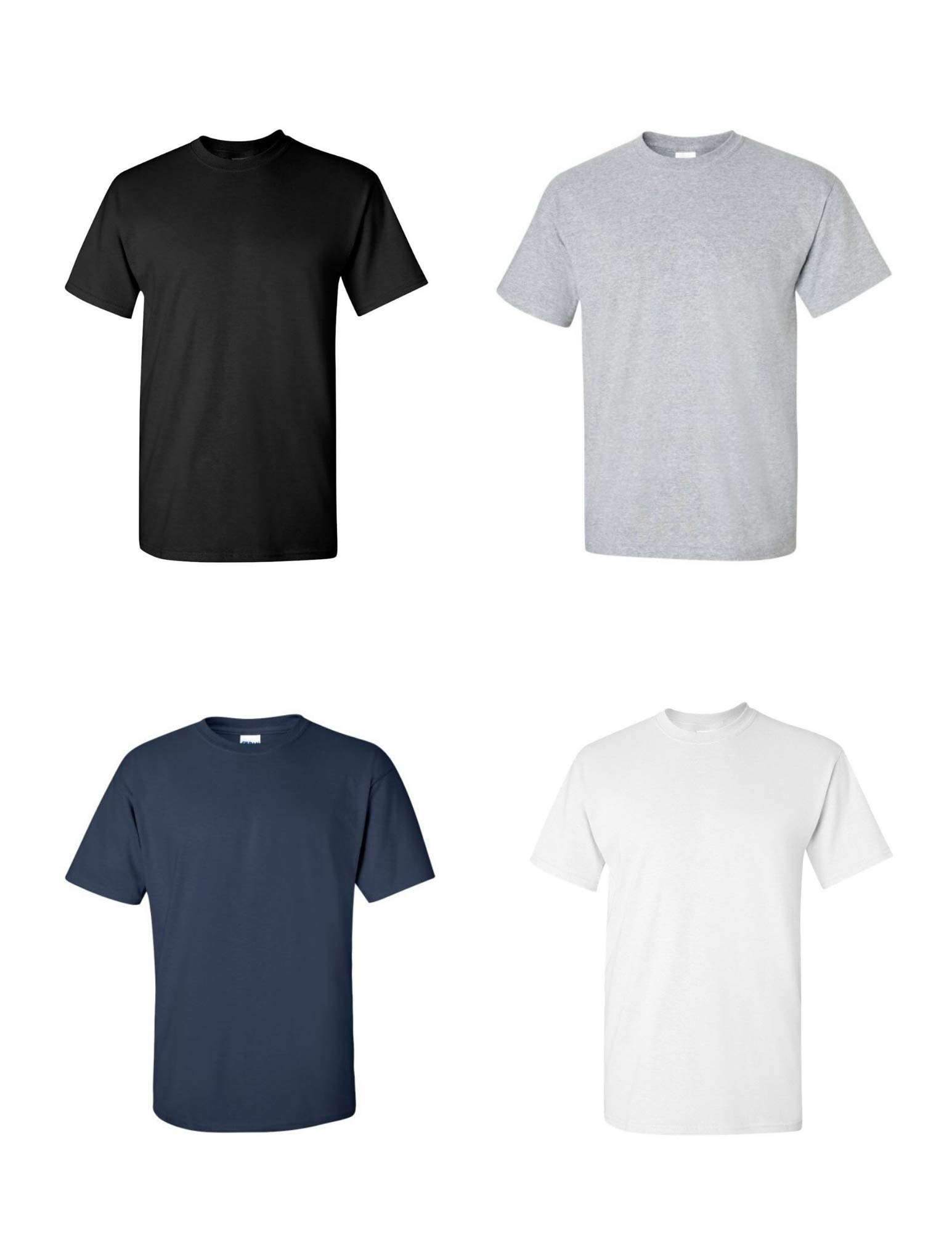 GildanMen's Heavy Cotton Adult T-Shirt, 4-Pack, Navy/Black/Sportsgrey/White (Large, Navy/Black/Sportsgrey/White)