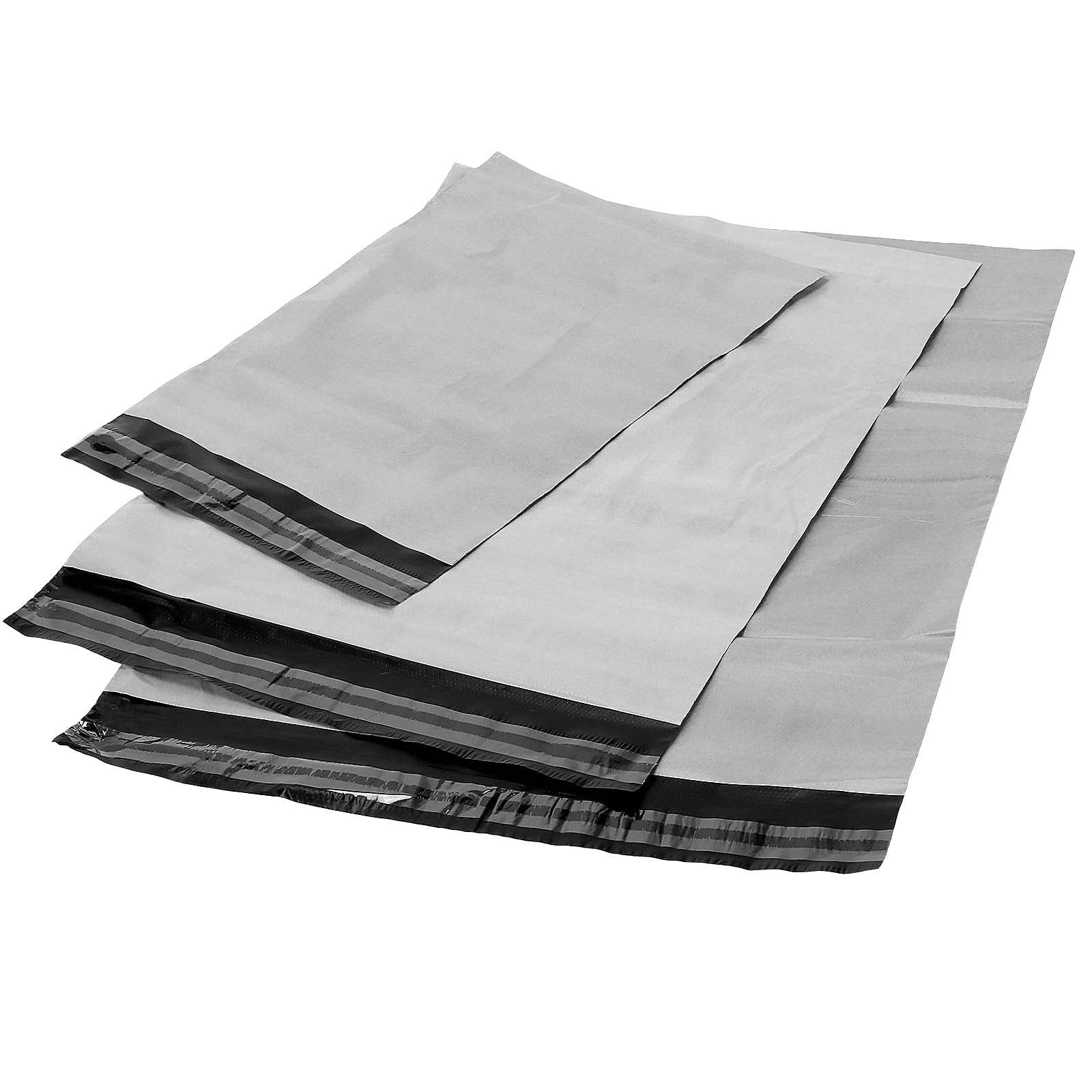 SINJEUN 300 sztuk samoprzylepnych torebek wysyłkowych, 3 rozmiary 25 x 35 / 34 x 46 / 38 x 51 cm, HDPE, nieprzejrzyste, samoprzylepne, szare, do pakowania towarów, ubrań, 300 sztuk