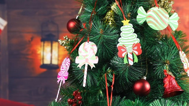 4 Décorations De Noël En Forme De Sucette D'orge - Ornements Suspendus Mignons Pour Sapin, Jaune Et Vert