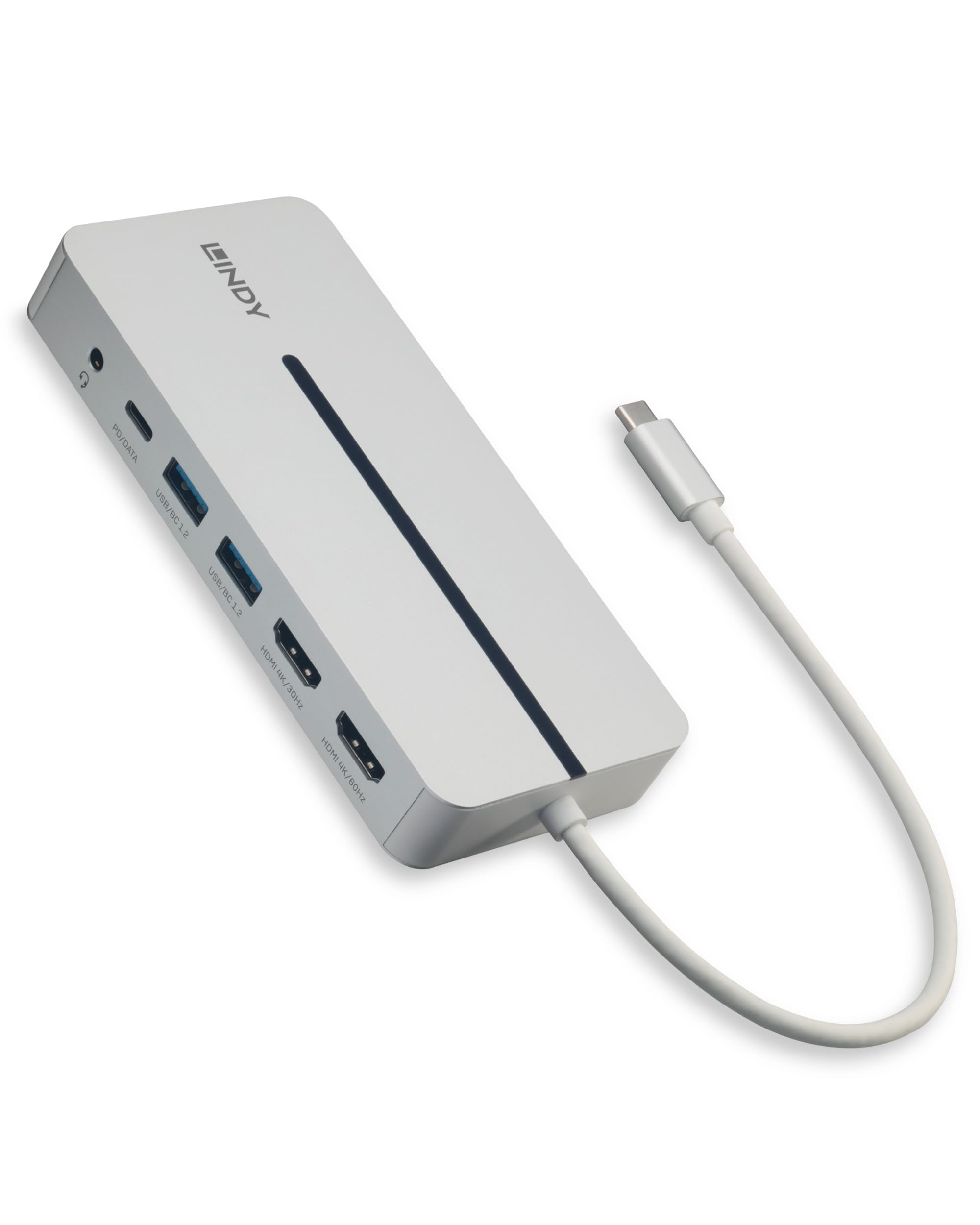 Lindy DST-Mx Duo Docking Station | Dual 4K HDMI Display Support | Use with Windows PCs & Apple M1, M2, M3 MacBooks | USB-C with 100W PD, Gigabit Ethernet, USB 3.2 | Aluminium Body | Easy Driver Setup