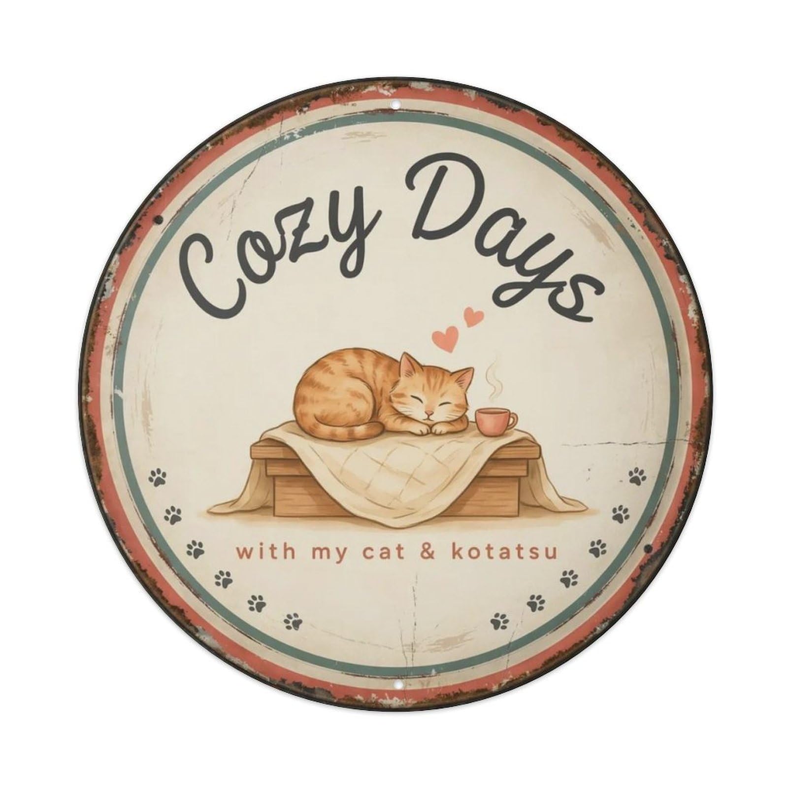 Cozy Days Japanese Illustration Metal Tin Sign Plaque