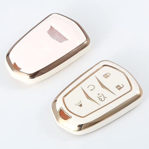 Miniatura 3 de Funda para llavero Cadillac, compatible con Cadillac Escalade CTS SRX XT5 ATS CT6 Smart Cover, Blanco, Blanco