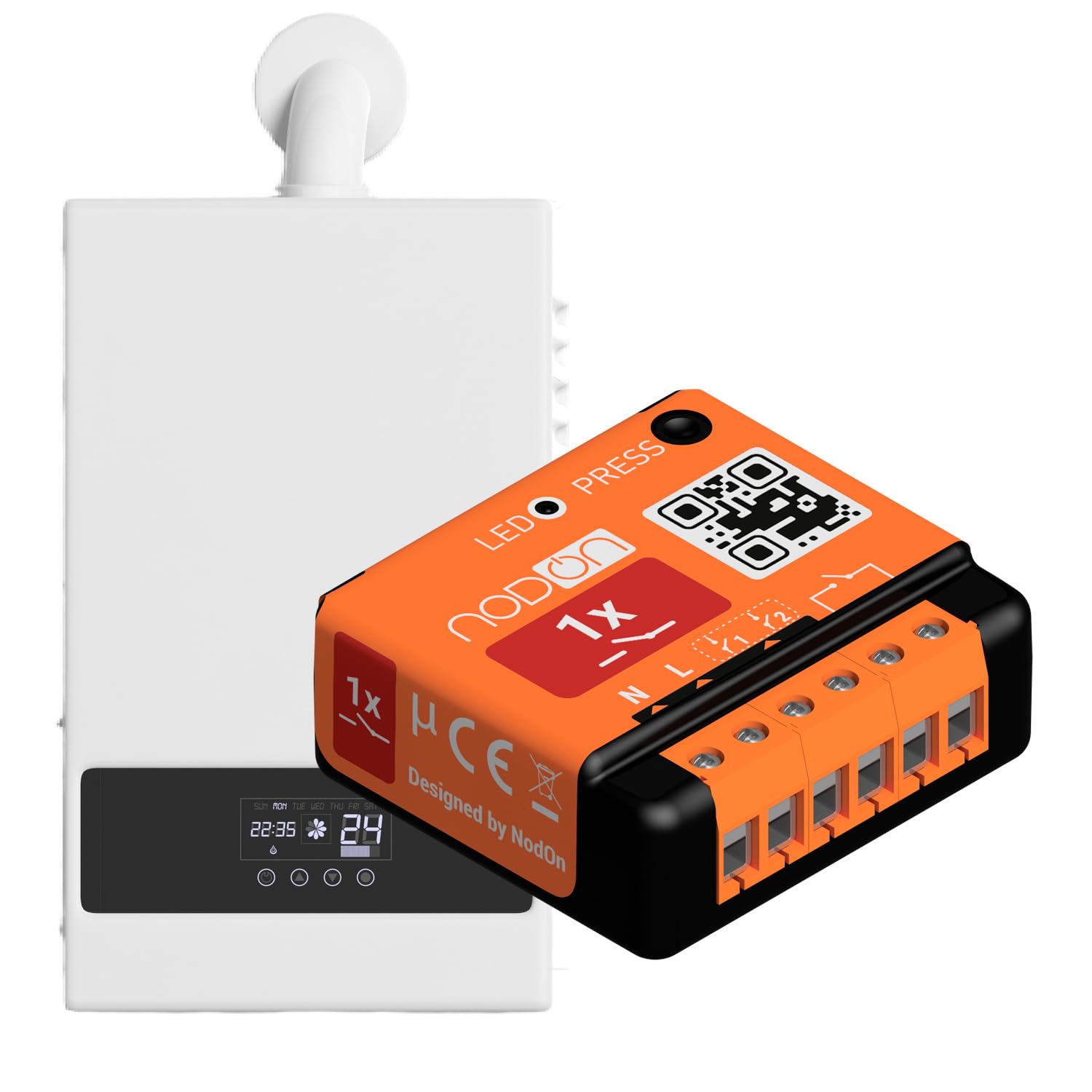 NodOn - EnOcean Module Multifonction pour Maison Connectée - 1 x 10A | 1 Canal Contact Sec - Contrôle Chaudière, Porte Garage, Chauffe-eau, Lumières - Compatible Jeedom, eedomus, MyUbiwizz