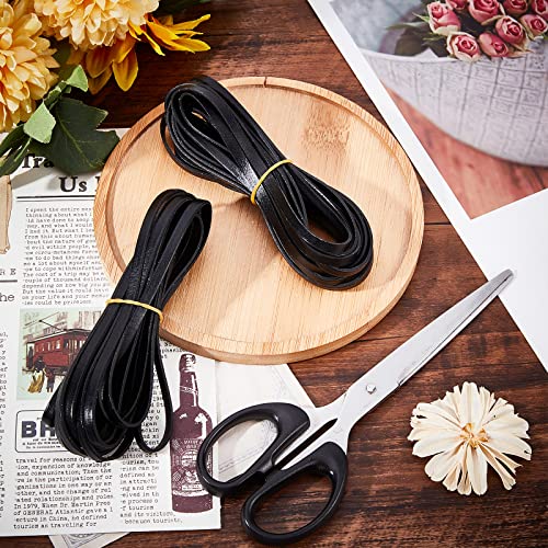 GORGECRAFT 11Yds 5mm Flat Genuine Leather Cord String Leather Shoelace Boot Lace Strips Cowhide Braiding String Roll for Jewelry Making DIY Craft Braided Bracelets Belts Keychains(Black) - Image 4