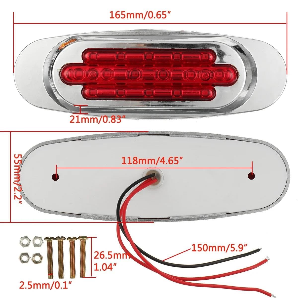 8/4X 16LED 12-24V Luce Di Posizione Laterale Luci Laterali Universali Per Camion Per Rimorchio Ambra Bianco Rosso Blu Verde(Bianca,8PCS)