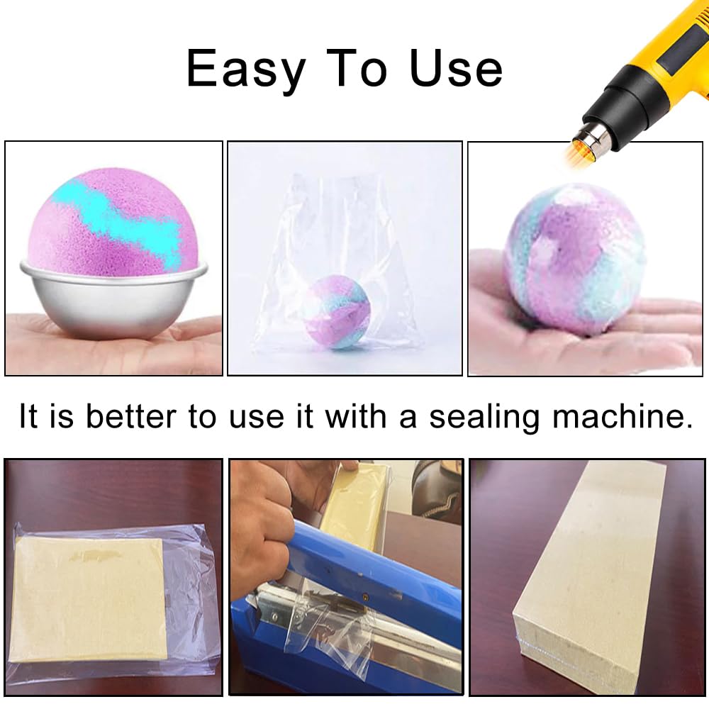 Lot de 100 sacs thermorétractables transparents POF - 23 x 30 cm