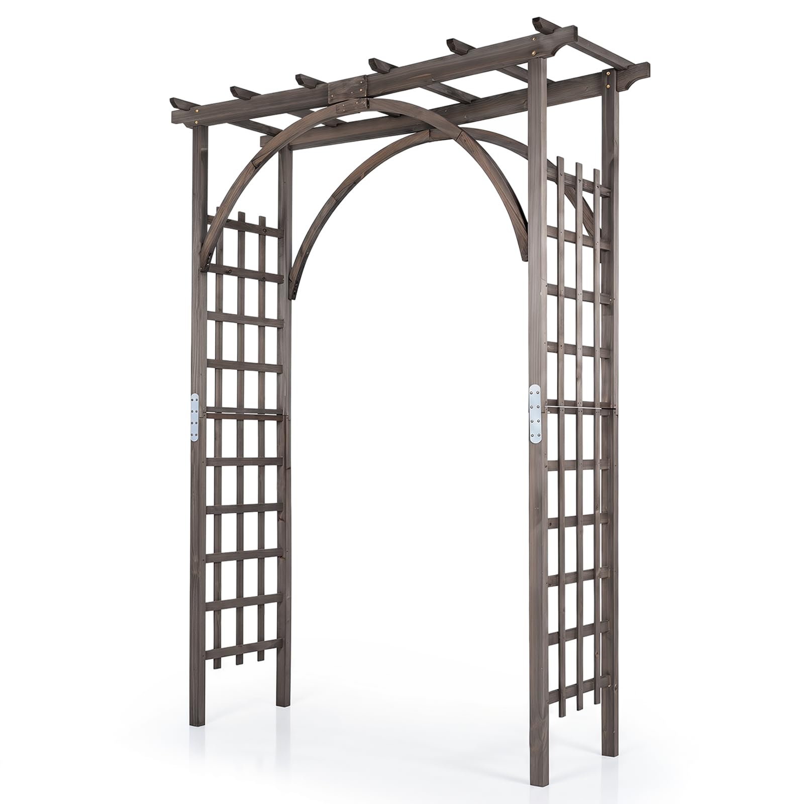 HOMASIS Arche de Jardin en Bois pour Plantes Grimpantes，Marron：160x60x216cm | Arche à Rosiers Treillis, Support Pergola de Jardin Décoration Entrée Allée Patio Arrière-Cour