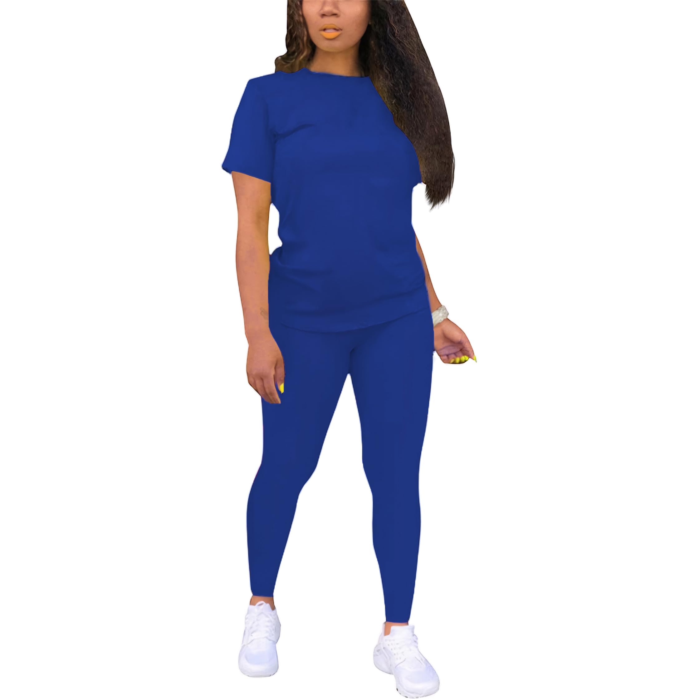 TOPONSKY Women Two Piece Workout Outfits Sports Long-Pants & Short-Top Sets