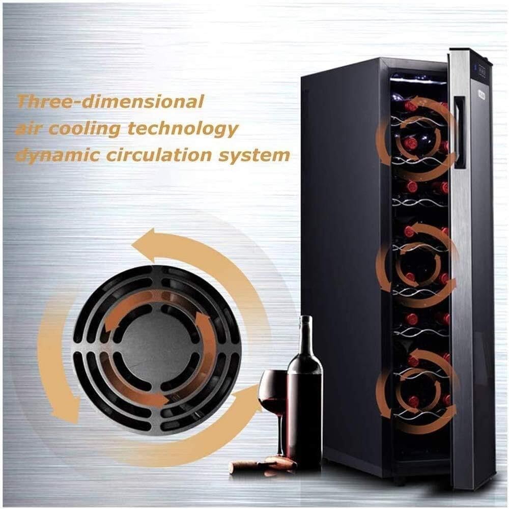 Black 18-Bottle Single-Zone Wine Cooler, Electronic Constant Temperature Wine Cabinet with Digital Control, Low Vibration, Freestanding or Built-in Design