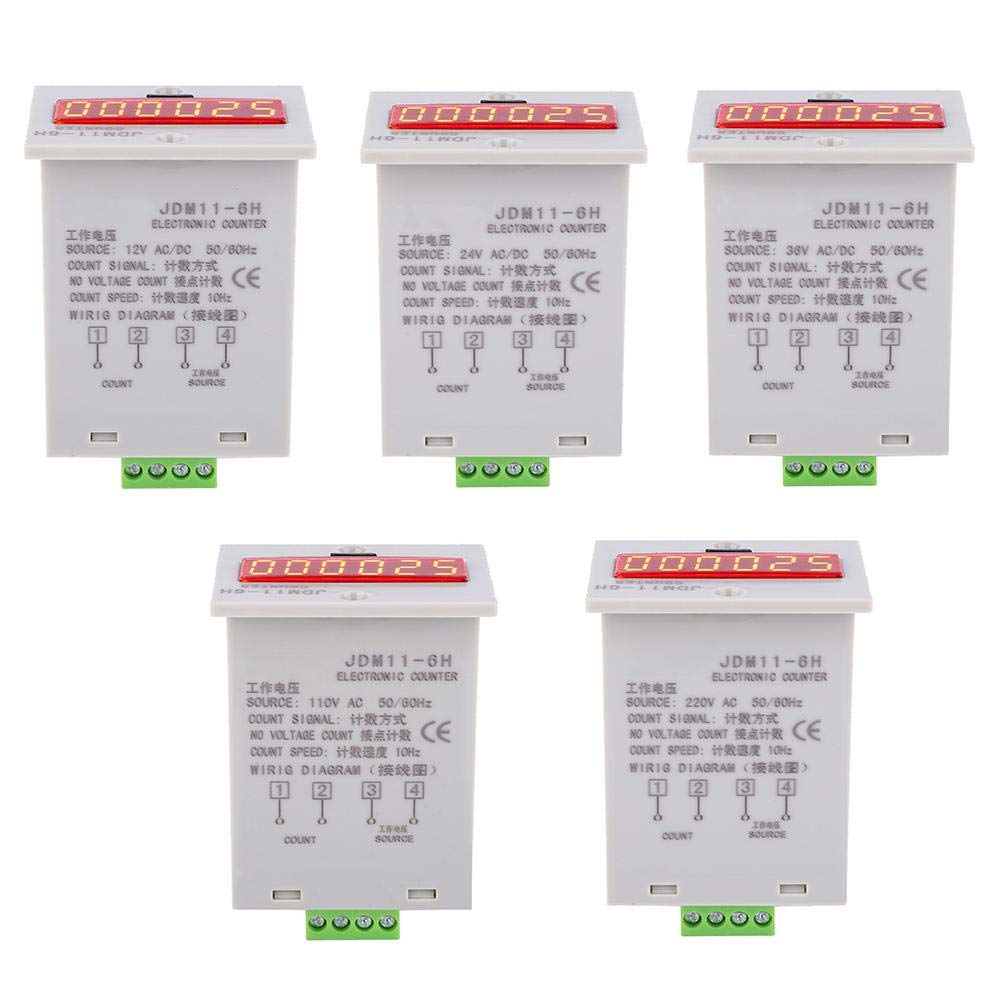 Contatore elettronico, JDM11-6H Nessun contatore di Tensione 6 cifre Relè contatore LED Display Digitale elettronico(AC/DC24V)
