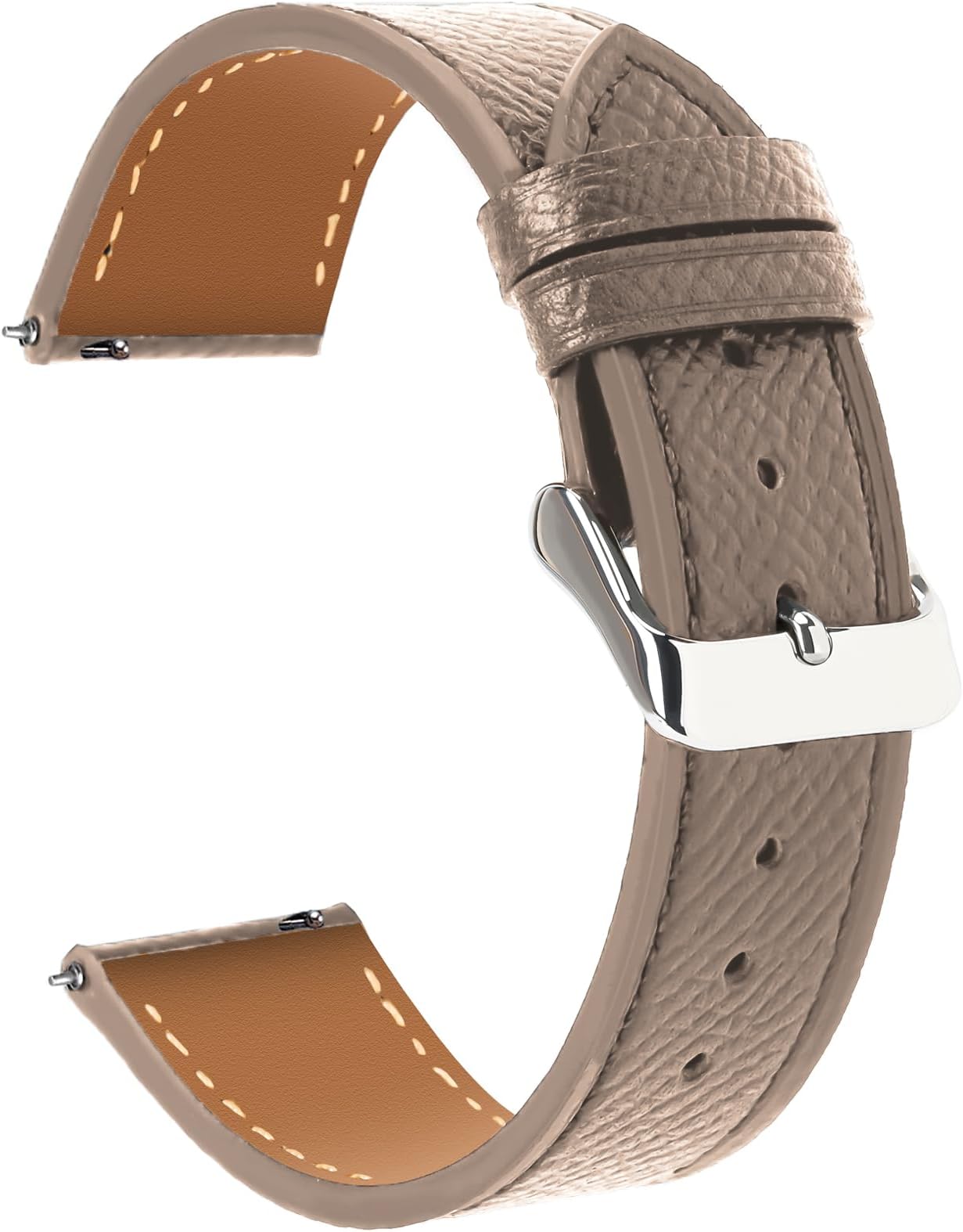 Genuine Leather Watch Strap Elegant Quick Release Stainless Steel Buckle Leather Bracelet Replacement Strap for Women and Men Replacement Bracelet 12mm 14mm 16mm 18mm 20mm 22mm