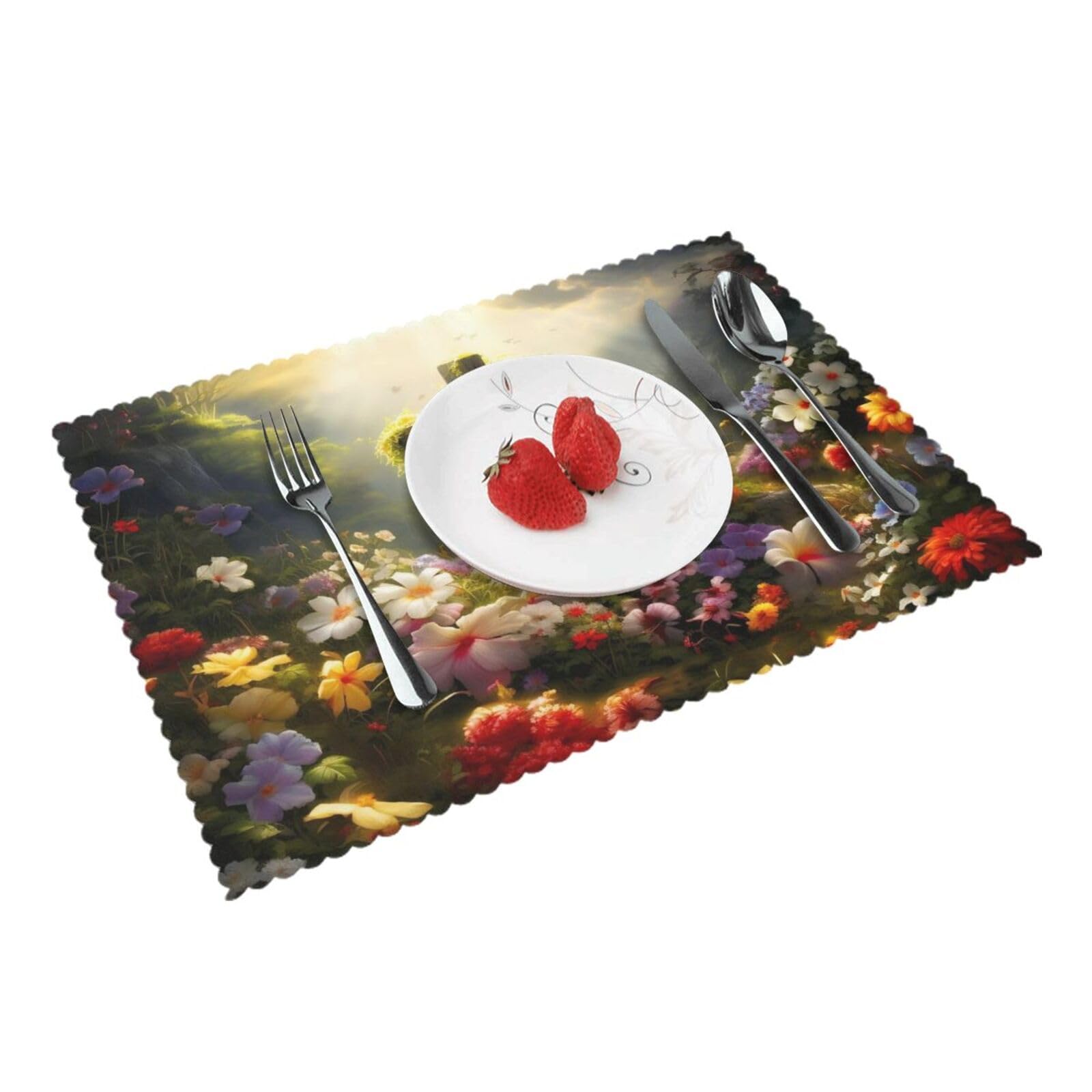 Cross Flower(1) Placemats Set of 4 Print Table Mats Place Mats Table Decor for Kitchen Dining 12X18 in