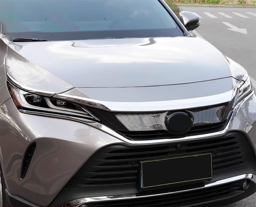 Front Hood Grill Cover Bonnet Trim Compatible With Toyota Venza 2021-2024 Front Hood Bonnet Cover Trim Exterior Car Accessories ABS 3PCS(Glossy Chrome Style)