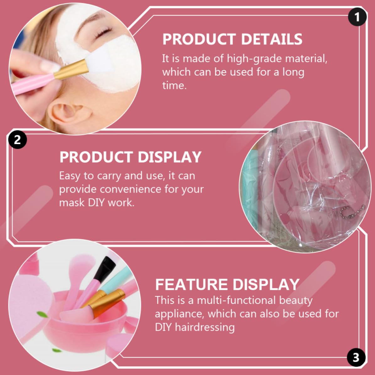 DIY Facial Mask Tool Set with Pink Plastic Mixing Bowl and Brush for Convenient Mask Making at Home and Hairdressing