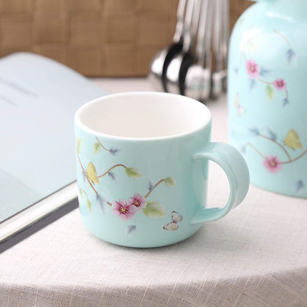 Zestaw do Herbaty Urodziny 9 Sztuk Zestaw Do Herbaty Filiżanki Kawy Ceramiczna Taca Serwowania Czajniczek Dzban Dla Kobiet Salon W Domu Ukończenie(Blue)