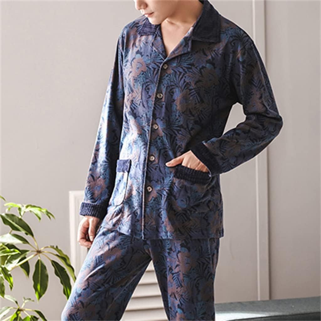 Pajamas long-sleeved cotton spring and autumn middle-aged men's plus size homewear suit