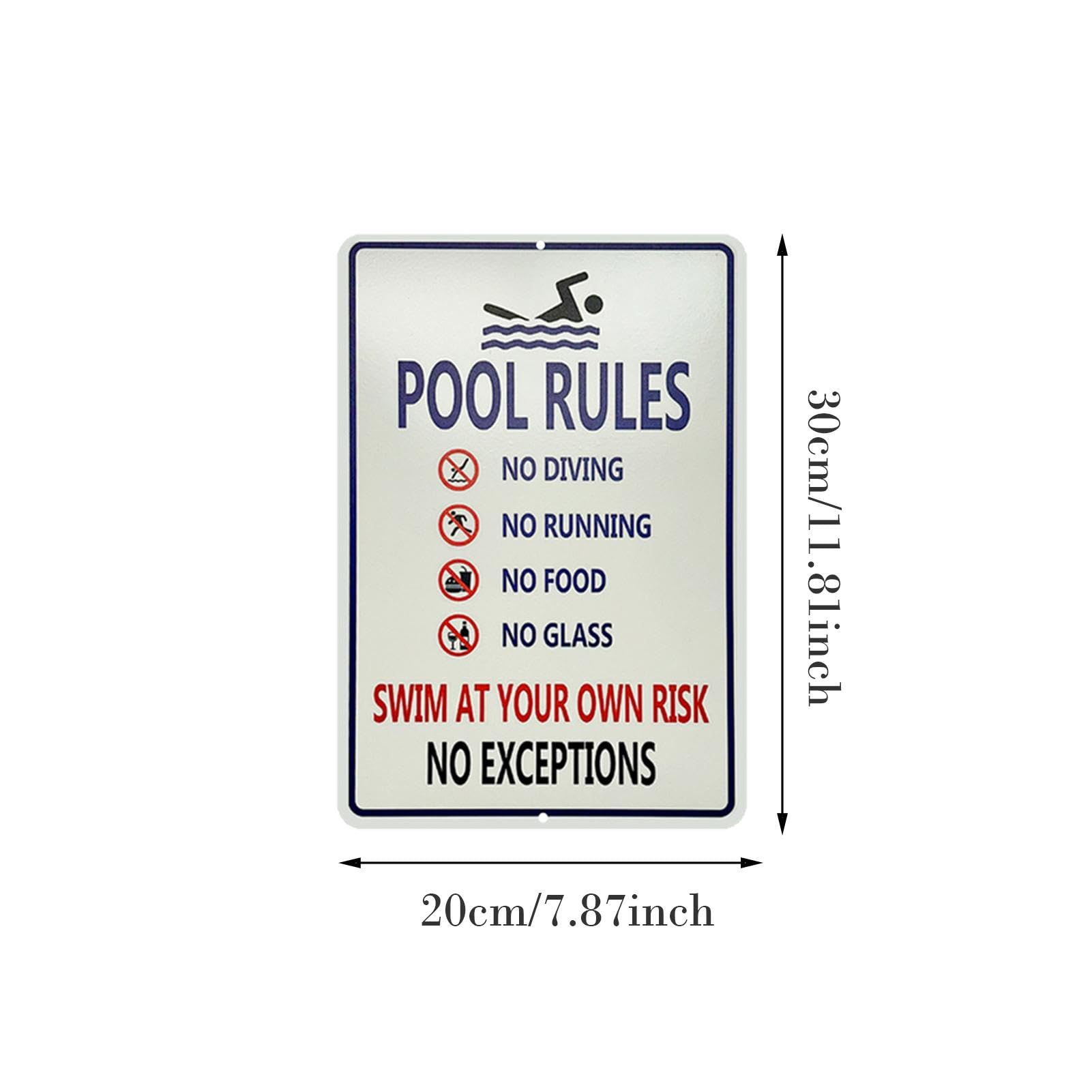Targa in metallo con scritta Pool Rules (lingua italiana non