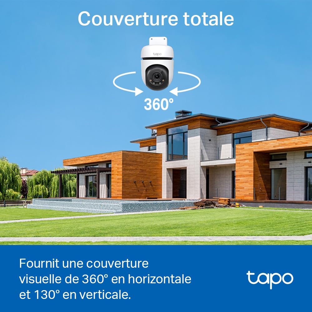 Tapo 2K Caméra de Surveillance WiFi extérieur 360°, Vision Nocturne Couleur, Détection de Personne et Suivi de Mouvement, Étanche IP65, Alarme sonore Personnalisable, C510W 2pack